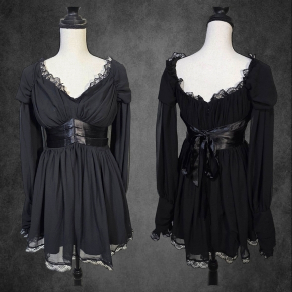 Dolls Kill Dresses & Skirts - 🖤 UnHoly Dolls Kill Gothic Elegant Black Lace Longsleeve Dress